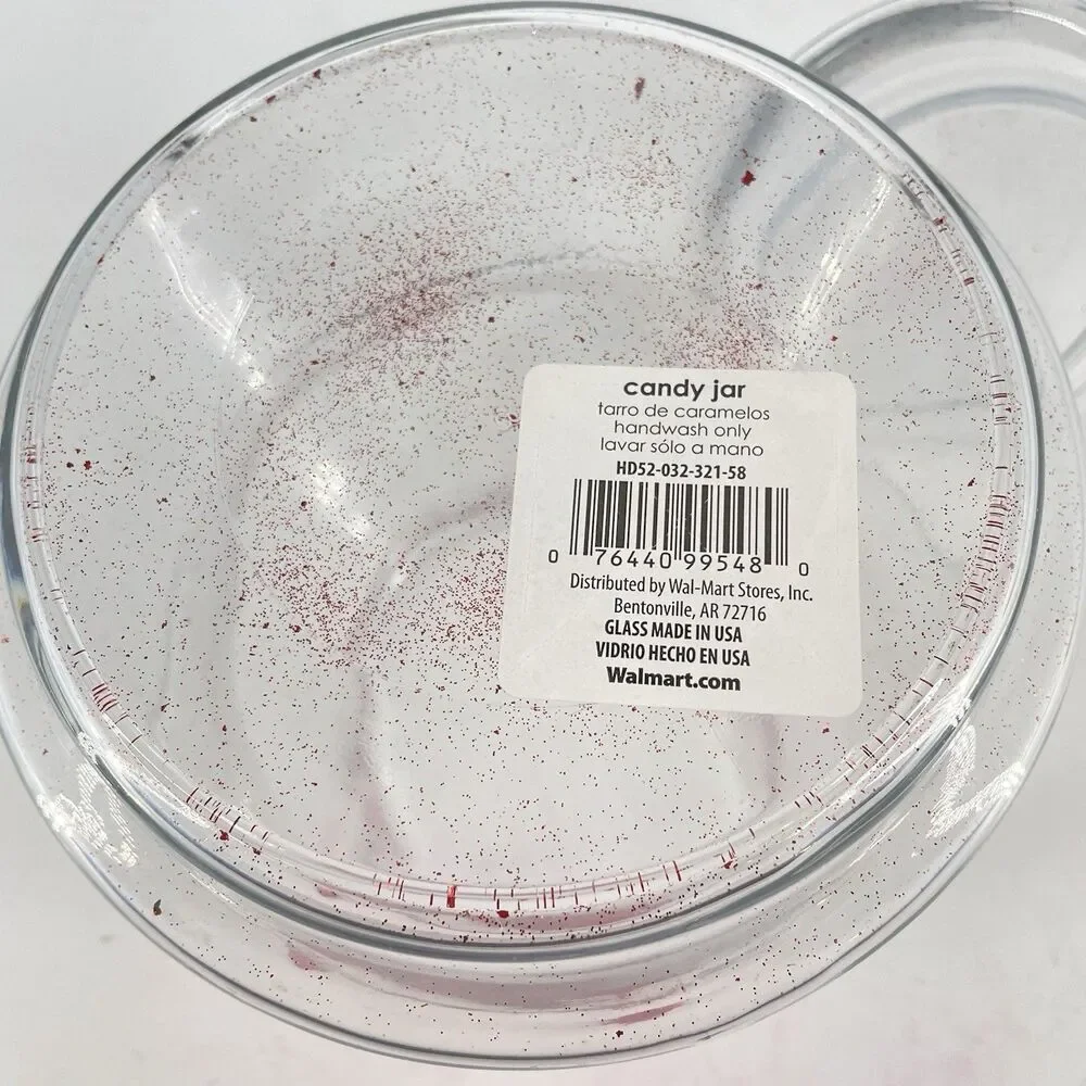 Large Glass Christmas Tree Apothecary Jar Canister w/ Lid 9 1/2” Made in USA
